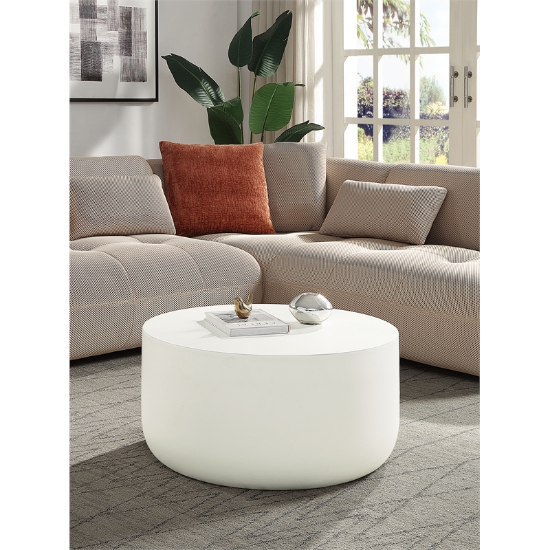 ACME Dustan Environmental Friendly Cement Concrete Coffee Table in Natural White