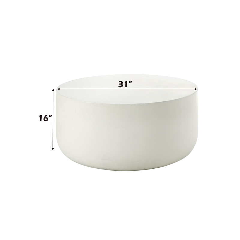 ACME Dustan Environmental Friendly Cement Concrete Coffee Table in Natural White