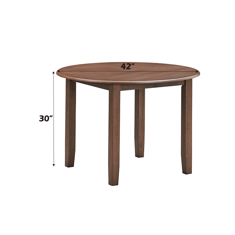 ACME Ferris Transitional Rubber Wood Round Dining Table in Brown