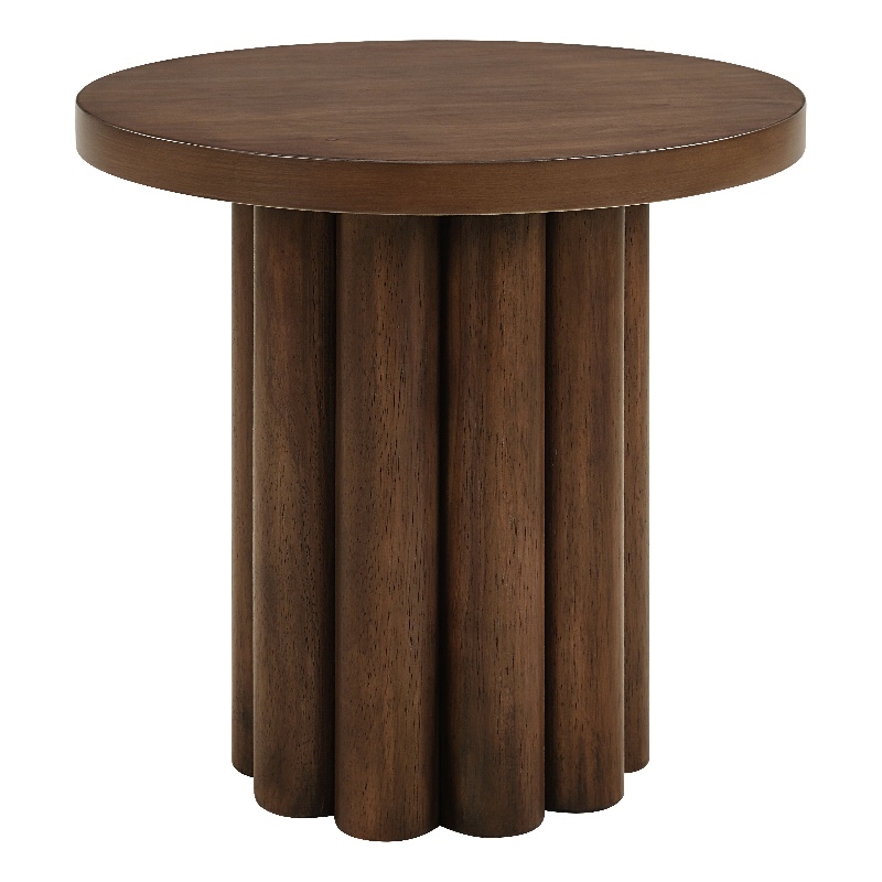 ACME Sanat Contemporary MDF Wood & Veneer Round End Table in Brown