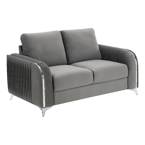 ACME Wenona Contemporary Velvet Upholstered Loveseat in Gray