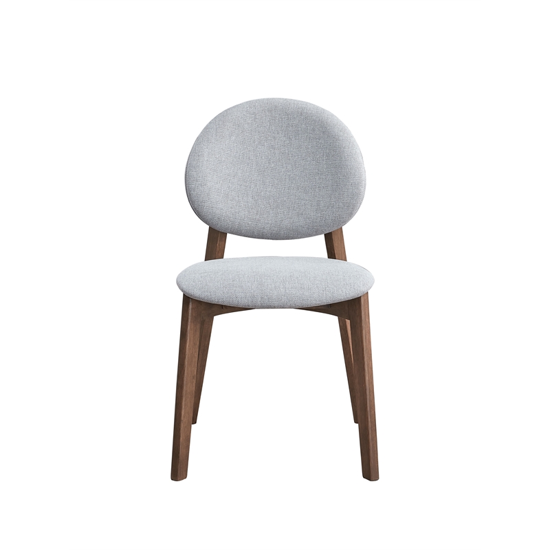 ACME Hadasa Linen Fabric/Wood Side Chair in Light Gray & Walnut (Set of 2)