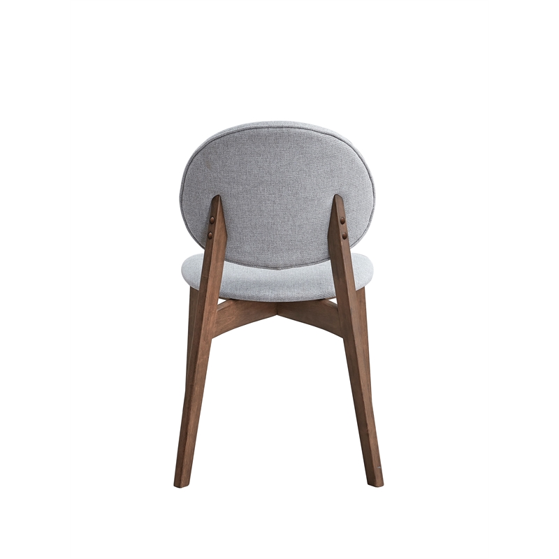 ACME Hadasa Linen Fabric/Wood Side Chair in Light Gray & Walnut (Set of 2)