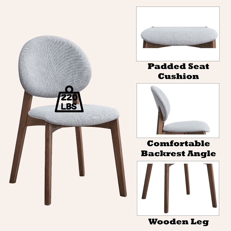 ACME Hadasa Linen Fabric/Wood Side Chair in Light Gray & Walnut (Set of 2)