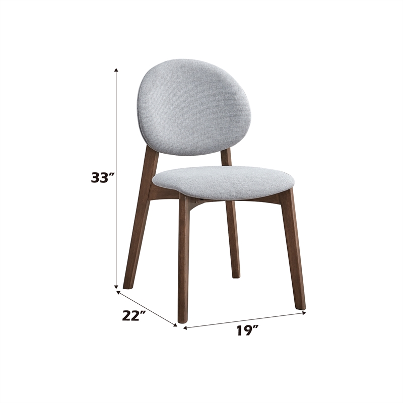 ACME Hadasa Linen Fabric/Wood Side Chair in Light Gray & Walnut (Set of 2)