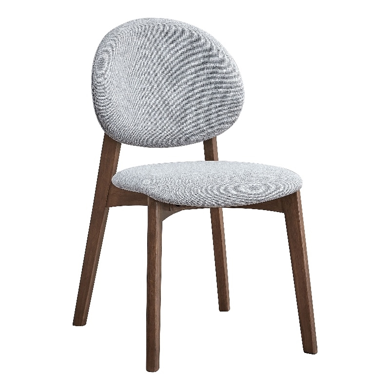 ACME Hadasa Linen Fabric/Wood Side Chair in Light Gray & Walnut (Set of 2)