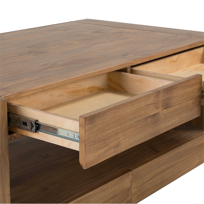 ACME Harlan Contemporary Wood 4-Drawer Rectangular Coffee Table in Oak