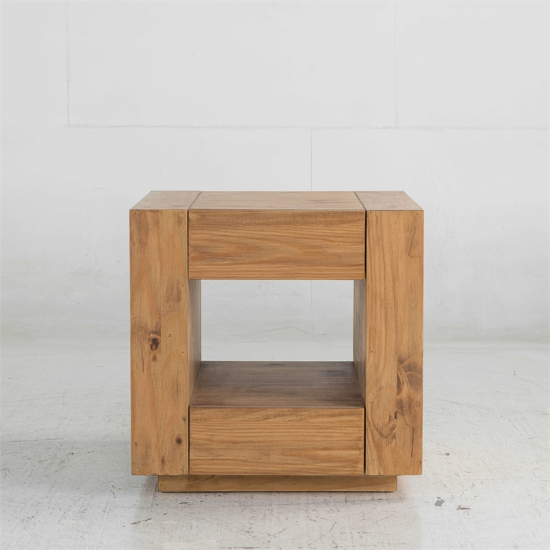 ACME Harlan Contemporary Wood 2-Drawer Square End Table in Oak