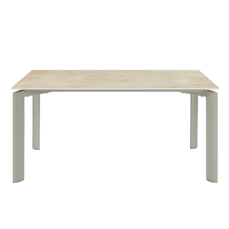 ACME Ingram Contemporary Metal & Ceramic Rectangular Dining Table in Light Gray