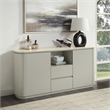 ACME Ingram Contemporary Metal & Wood Server with Ceramic Top in Light Gray