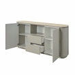 ACME Ingram Contemporary Metal & Wood Server with Ceramic Top in Light Gray