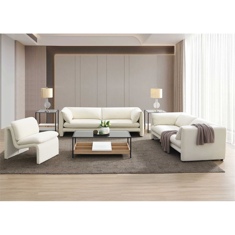 ACME Jaeda Contemporary Wood & Fabric Upholstered Loveseat in Beige