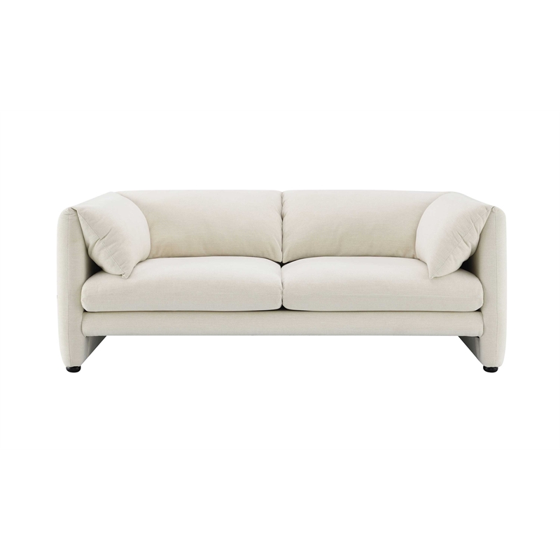 ACME Jaeda Contemporary Wood & Fabric Upholstered Loveseat in Beige