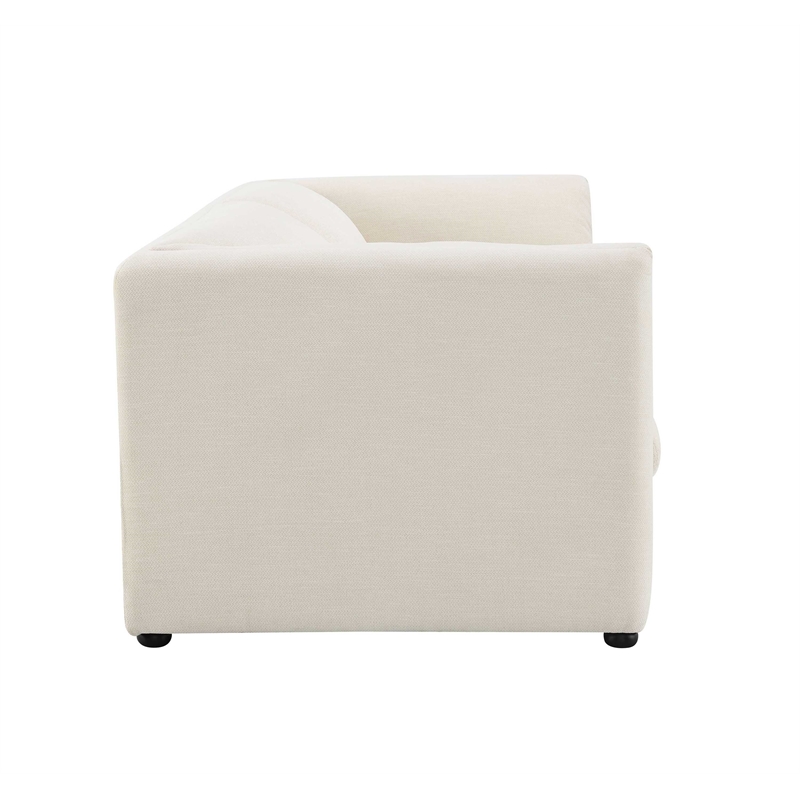 ACME Jaeda Contemporary Wood & Fabric Upholstered Loveseat in Beige