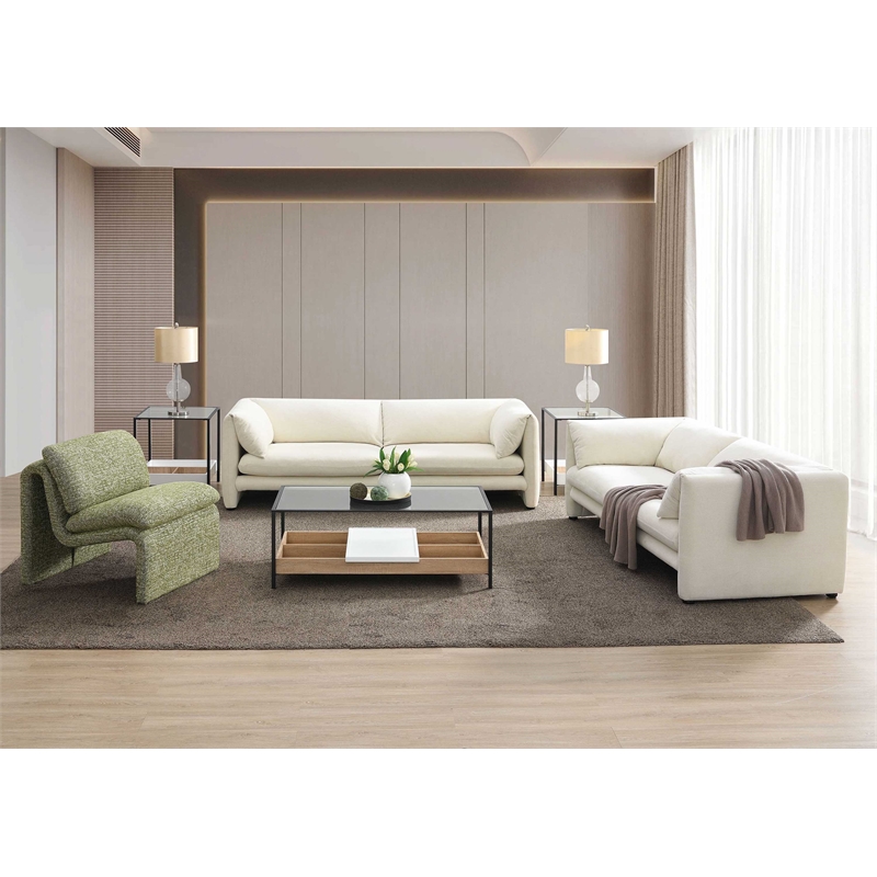 ACME Jaeda Contemporary Wood & Fabric Upholstered Loveseat in Beige