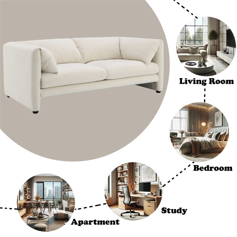 ACME Jaeda Contemporary Wood & Fabric Upholstered Loveseat in Beige