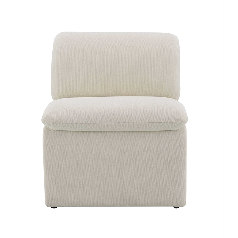 ACME Jaeda Wood & Boucle Fabric Upholstered Accent Chair in Ivory