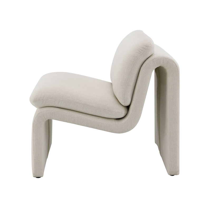 ACME Jaeda Wood & Boucle Fabric Upholstered Accent Chair in Ivory