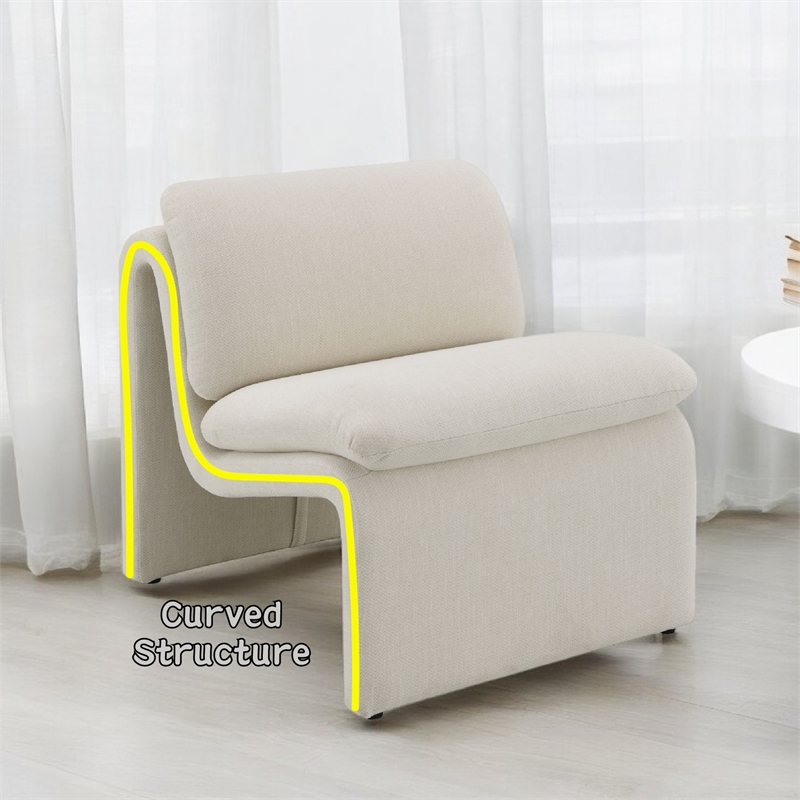 ACME Jaeda Wood & Boucle Fabric Upholstered Accent Chair in Ivory