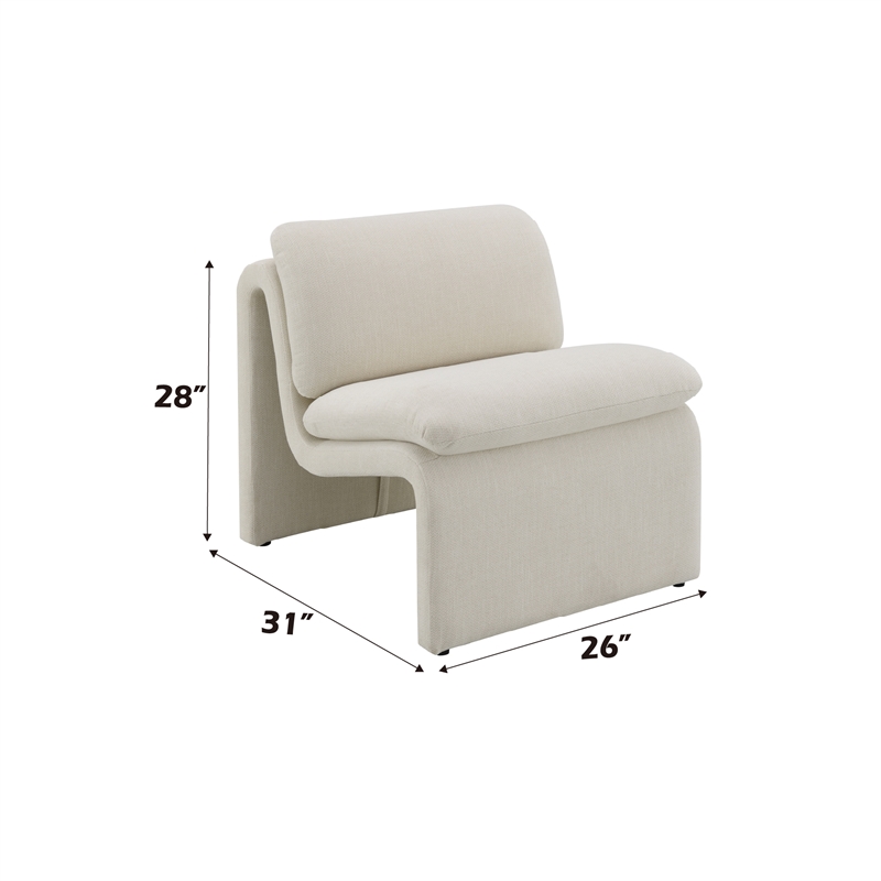 ACME Jaeda Wood & Boucle Fabric Upholstered Accent Chair in Ivory