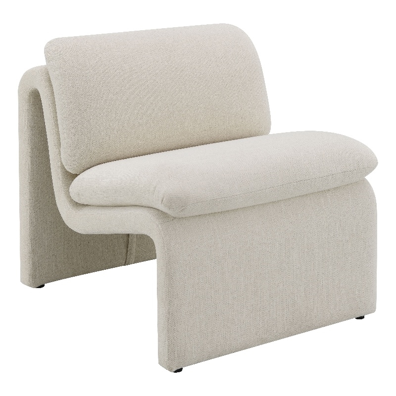 ACME Jaeda Wood & Boucle Fabric Upholstered Accent Chair in Ivory