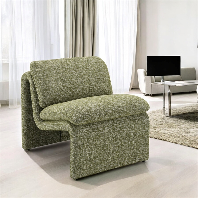 ACME Jaeda Wood & Boucle Fabric Upholstered Accent Chair in Green