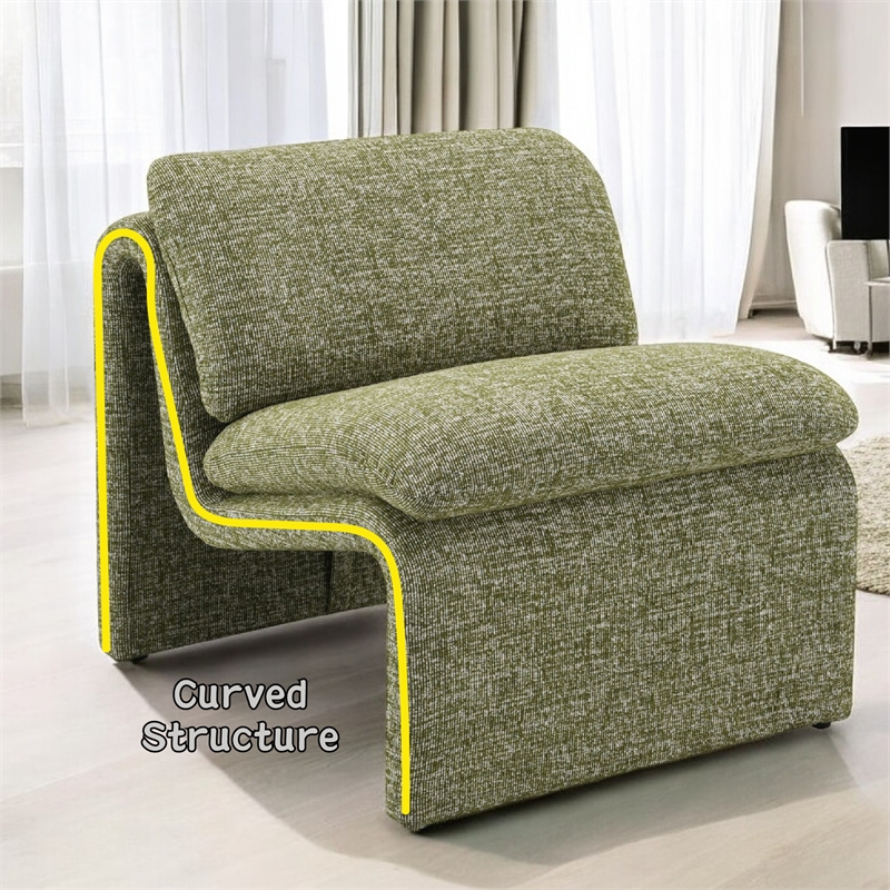 ACME Jaeda Wood & Boucle Fabric Upholstered Accent Chair in Green