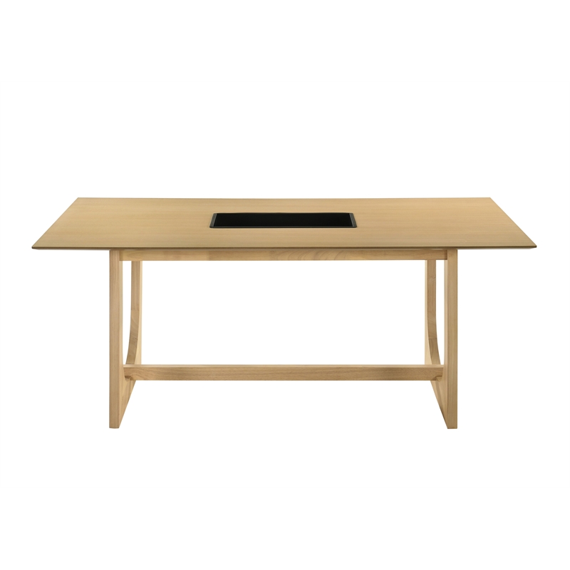 ACME Blayde Wood Rectangular Dining Table with Center Storage in Natural