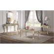 ACME Libertee Wood Rectangular End Table with Floral Trim in Champagne Gold