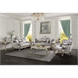 ACME Libertee Wood Rectangular End Table with Floral Trim in Champagne Gold