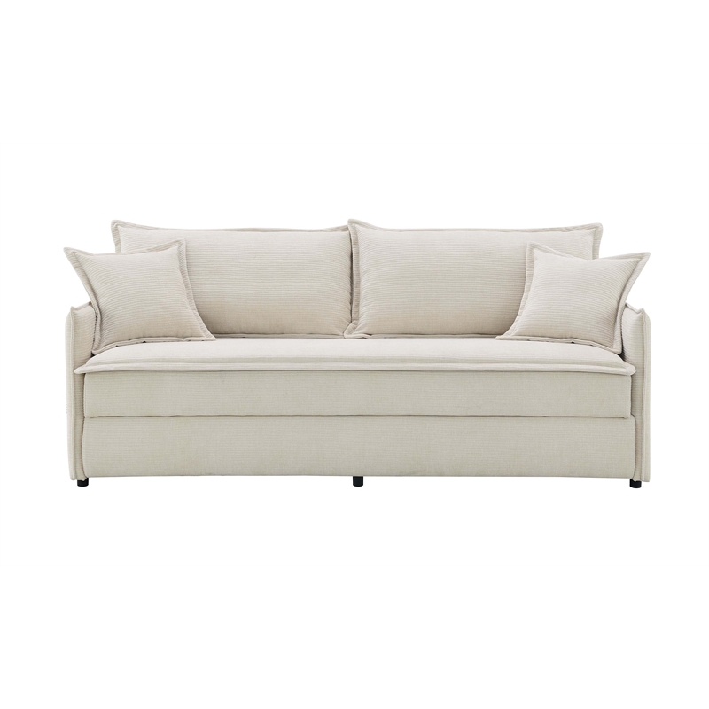ACME Elisea Wood and Chenille Fabric Upholstered Sofa with Sleeper in Beige