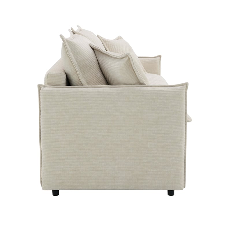 ACME Elisea Wood and Chenille Fabric Upholstered Sofa with Sleeper in Beige