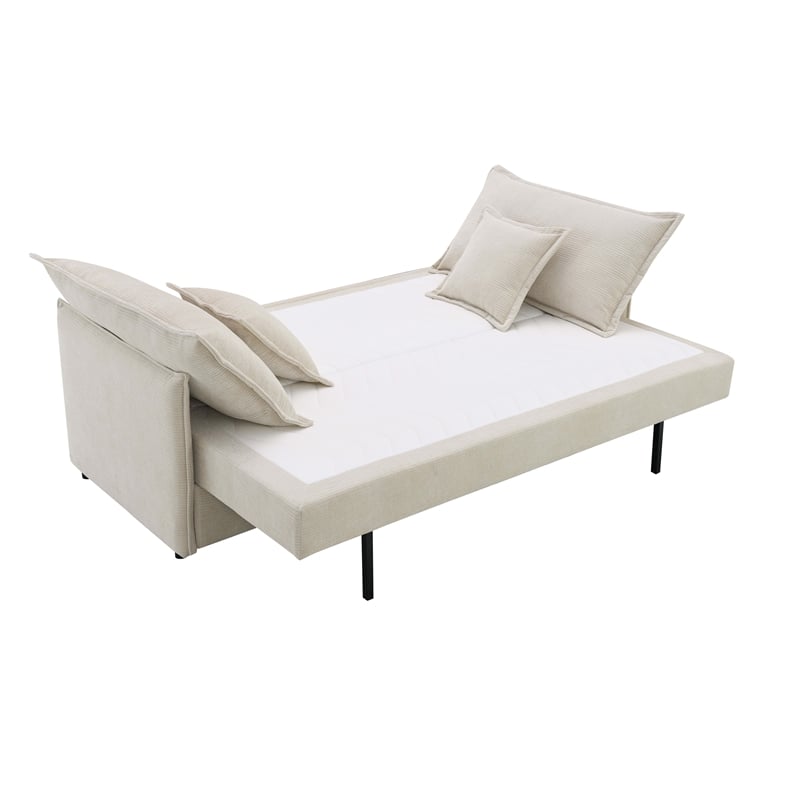 ACME Elisea Wood and Chenille Fabric Upholstered Sofa with Sleeper in Beige