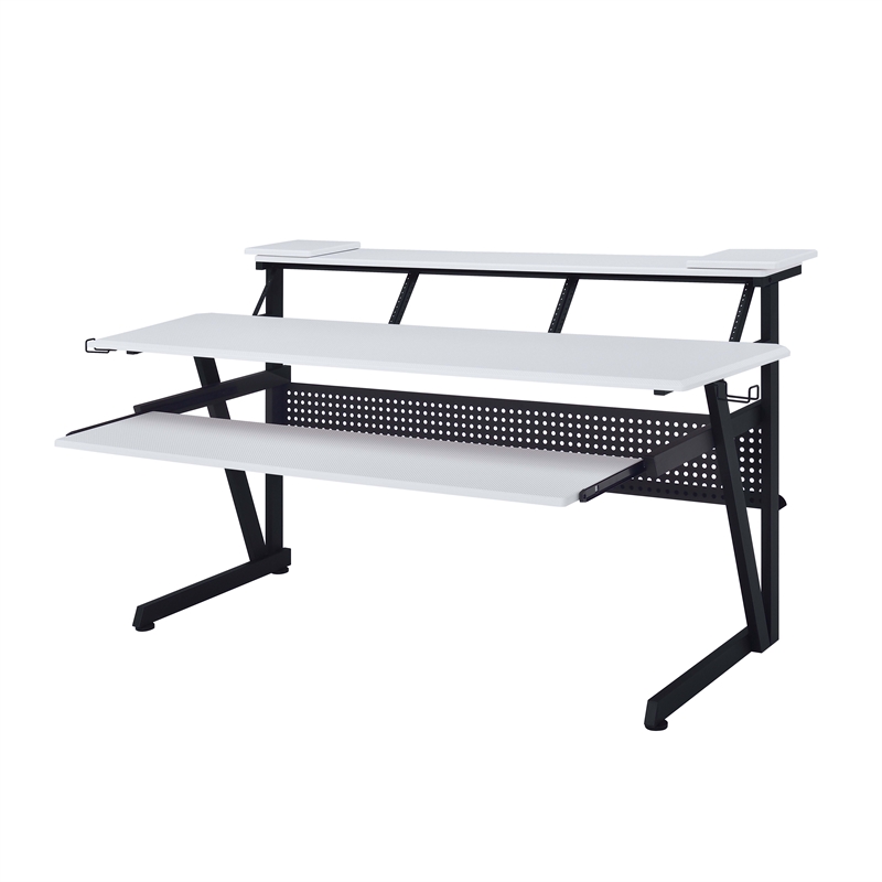ACME Saida MDF Wood and Metal Rectangular Music Desk in White and Black