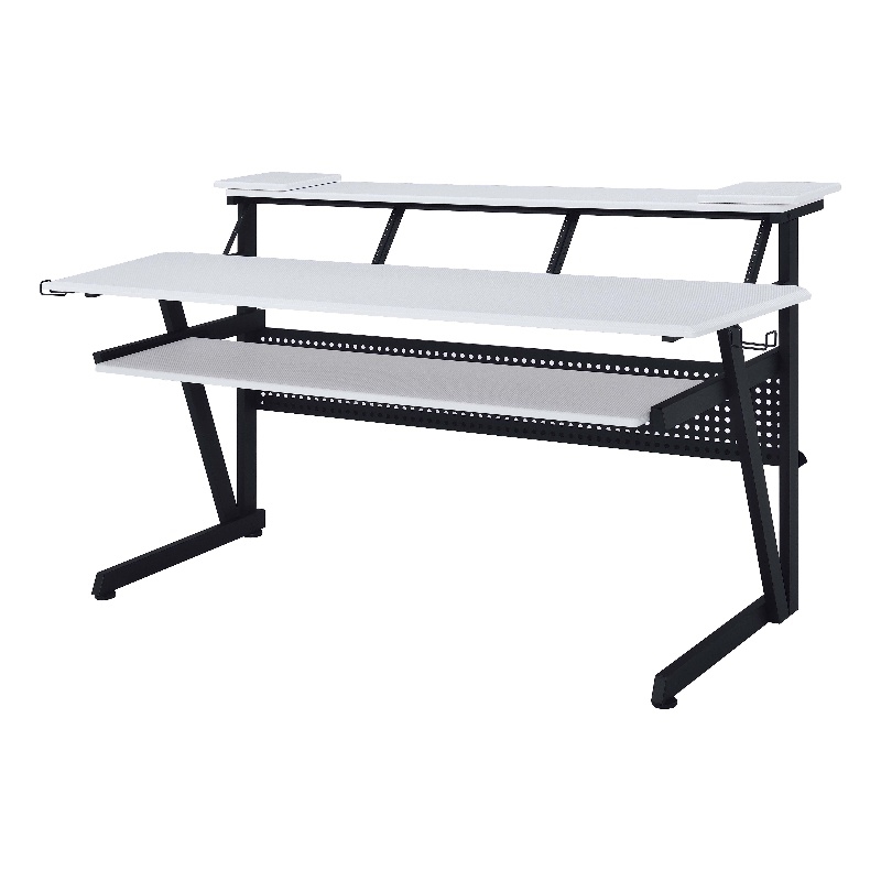 ACME Saida MDF Wood and Metal Rectangular Music Desk in White and Black