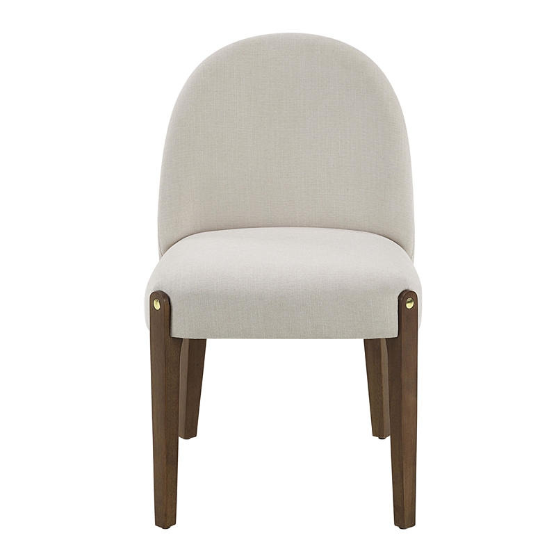 ACME Gamarya Wood and Fabric Upholstered Side Chair in White & Oak (Set of 2)