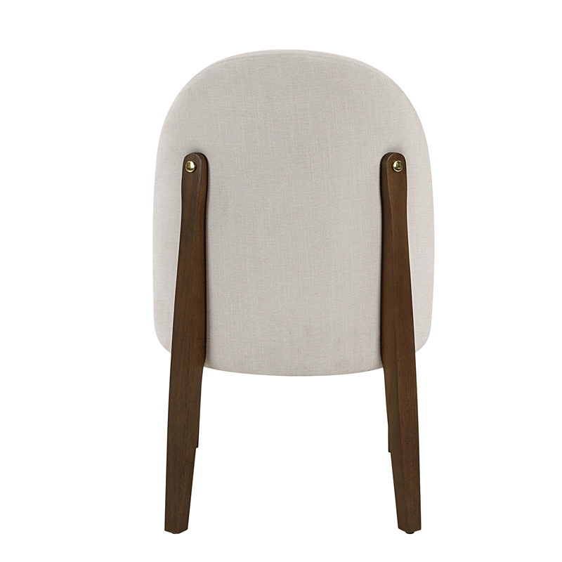 ACME Gamarya Wood and Fabric Upholstered Side Chair in White & Oak (Set of 2)