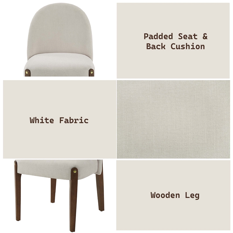 ACME Gamarya Wood and Fabric Upholstered Side Chair in White & Oak (Set of 2)