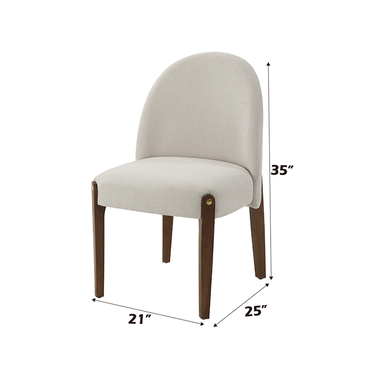 ACME Gamarya Wood and Fabric Upholstered Side Chair in White & Oak (Set of 2)