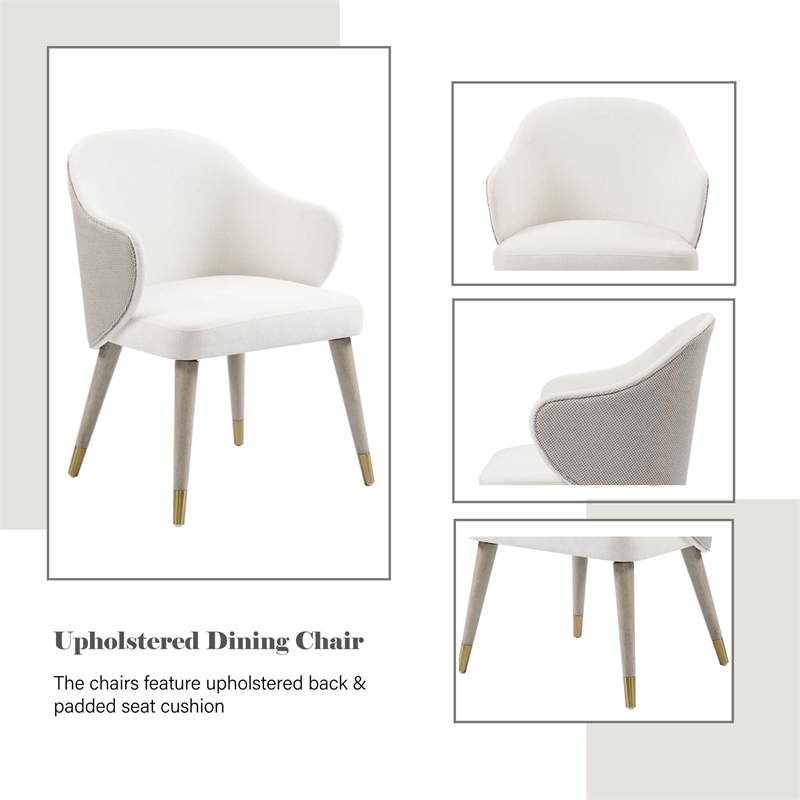 ACME Charity Wood and Fabric Upholstered Side Chair in Gray Oak (Set of 2)