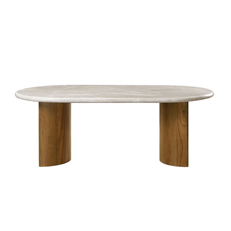 ACME Darcy Rubber Wood and Marble Dining Table in Gray & Dark Walnut