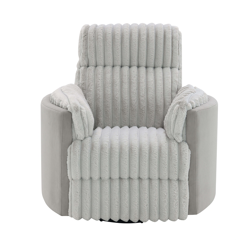 ACME Emee Corduroy Fabric Upholstered Glider Recliner with Swivel in Gray