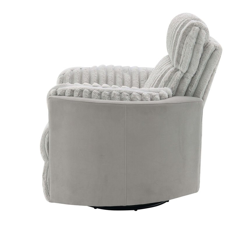 ACME Emee Corduroy Fabric Upholstered Glider Recliner with Swivel in Gray