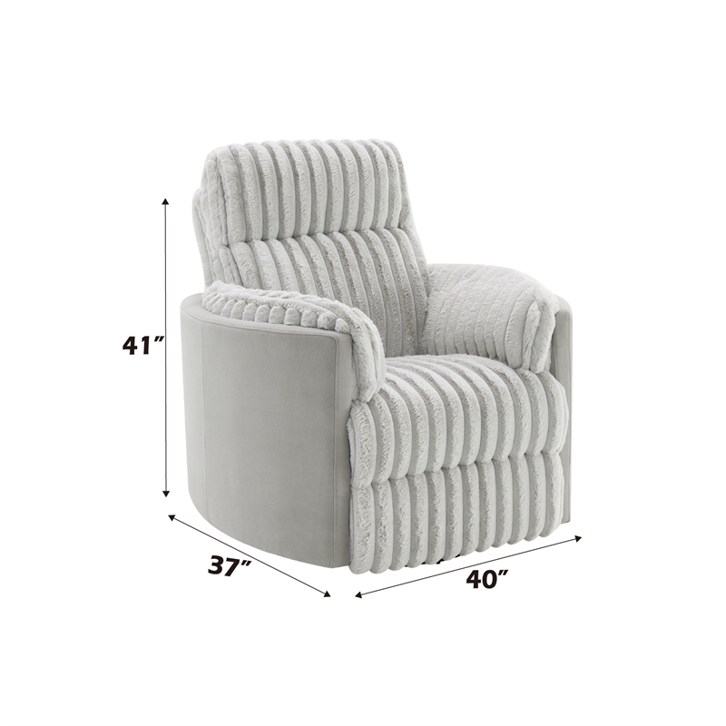 ACME Emee Corduroy Fabric Upholstered Glider Recliner with Swivel in Gray