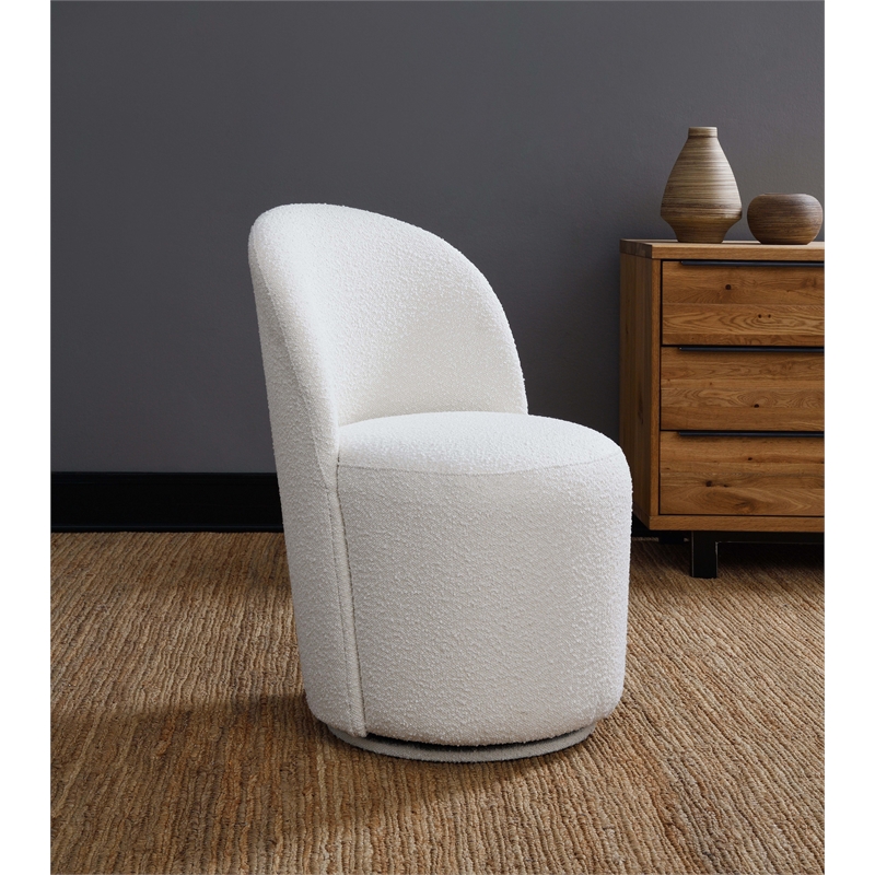 ACME Hollis Plywood & Boucle Fabric Upholstered Side Chair in Beige (Set of 2)