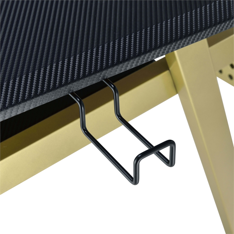 ACME Saida MDF Wood and Metal Rectangular Music Desk in Black and Muted Gold