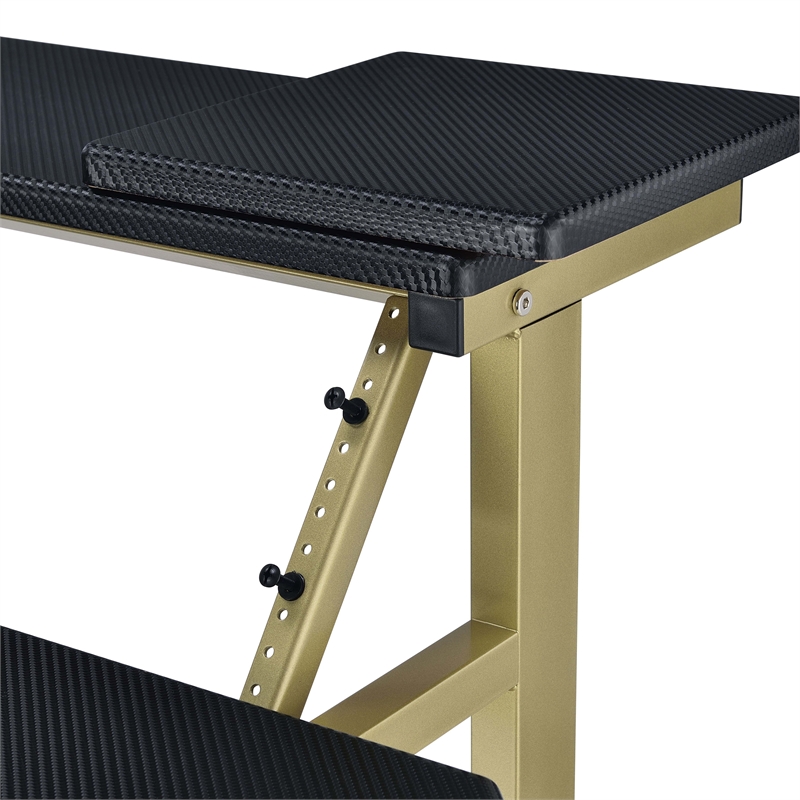 ACME Saida MDF Wood and Metal Rectangular Music Desk in Black and Muted Gold