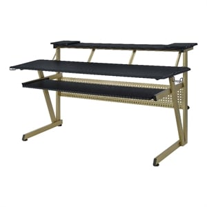 ACME Saida MDF Wood and Metal Rectangular Music Desk in Black and Muted Gold