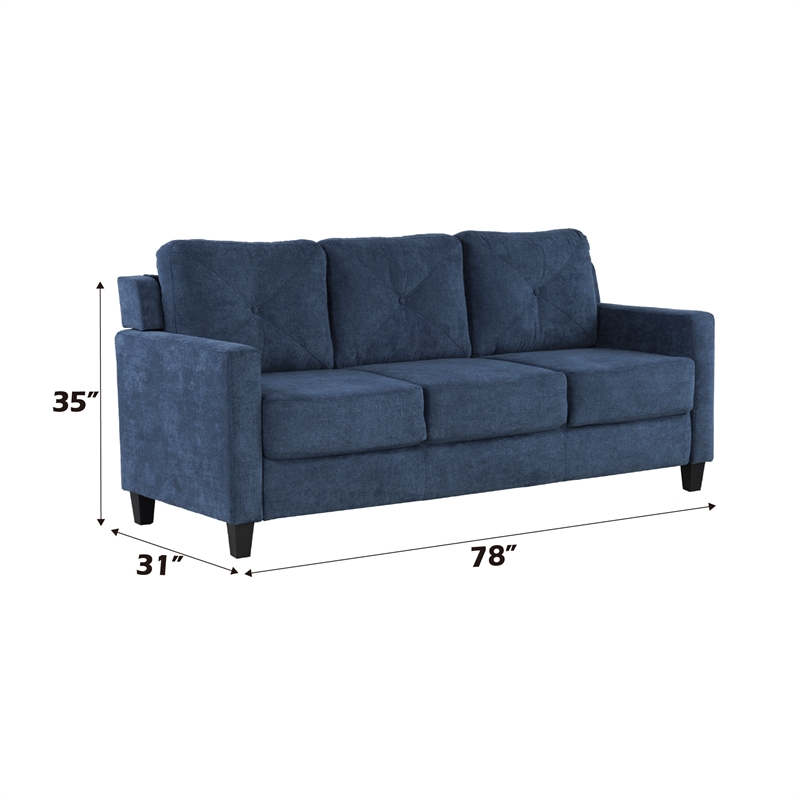 ACME Horatio Transitional Wood and Chenille Fabric Upholstered Sofa in Navy
