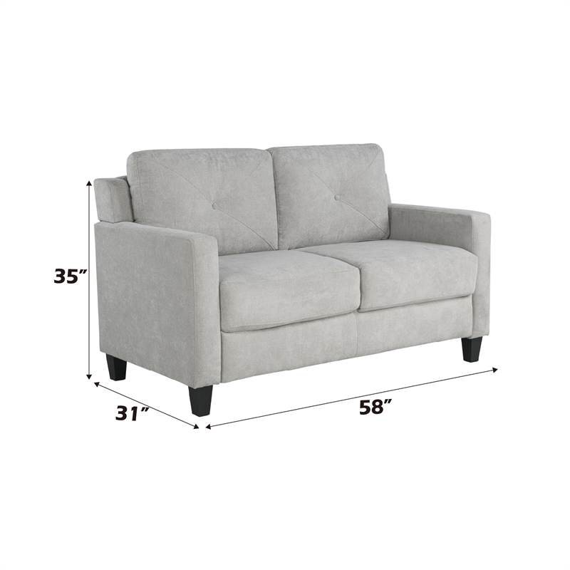 ACME Horatio Transitional Wood and Chenille Fabric Upholstered Loveseat in Taupe